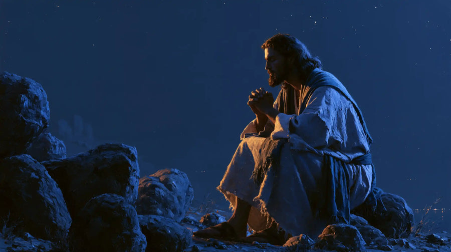 Jesus in the Desert - Midnight Blue Chiaroscuro · Landscape n° 13