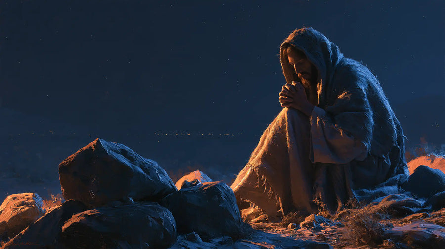 Jesus in the Desert - Midnight Blue Chiaroscuro · Landscape n° 15