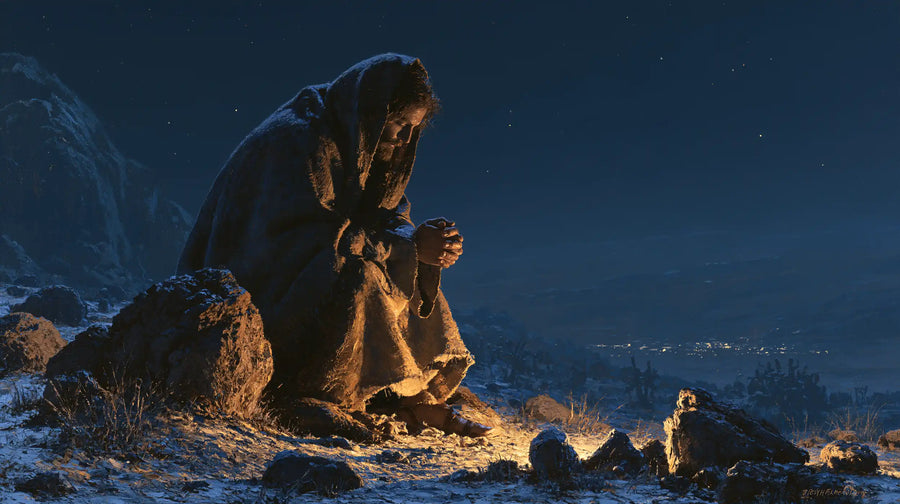 Jesus in the Desert - Midnight Blue Chiaroscuro · Landscape n° 16