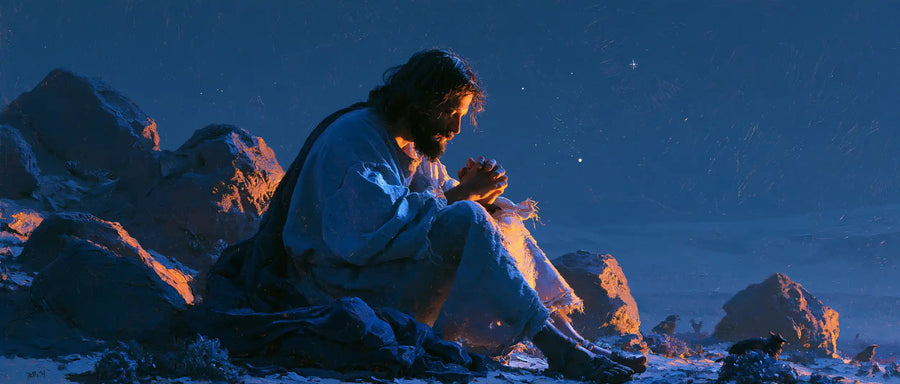Jesus in the Desert - Midnight Blue Chiaroscuro · Landscape n° 23