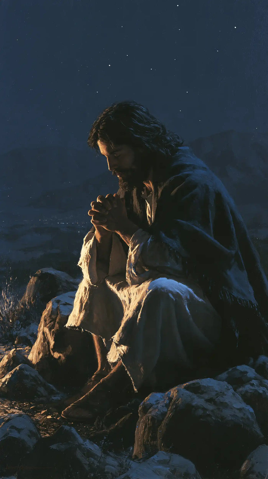 Jesus in the Desert - Midnight Blue Chiaroscuro · Portrait n° 20