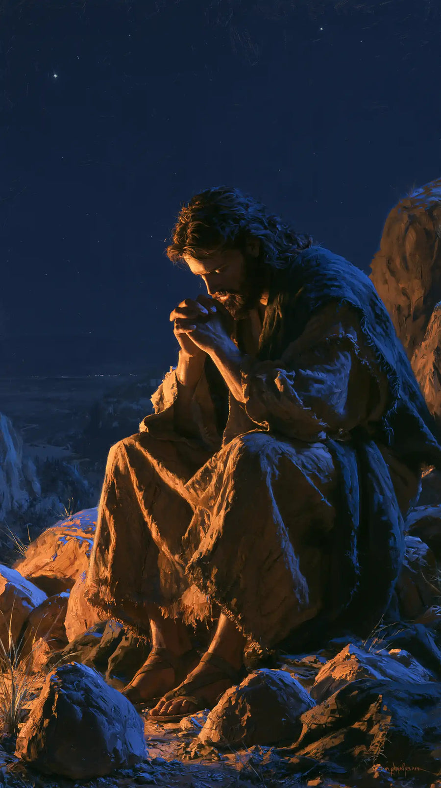Jesus in the Desert - Midnight Blue Chiaroscuro · Portrait n° 27