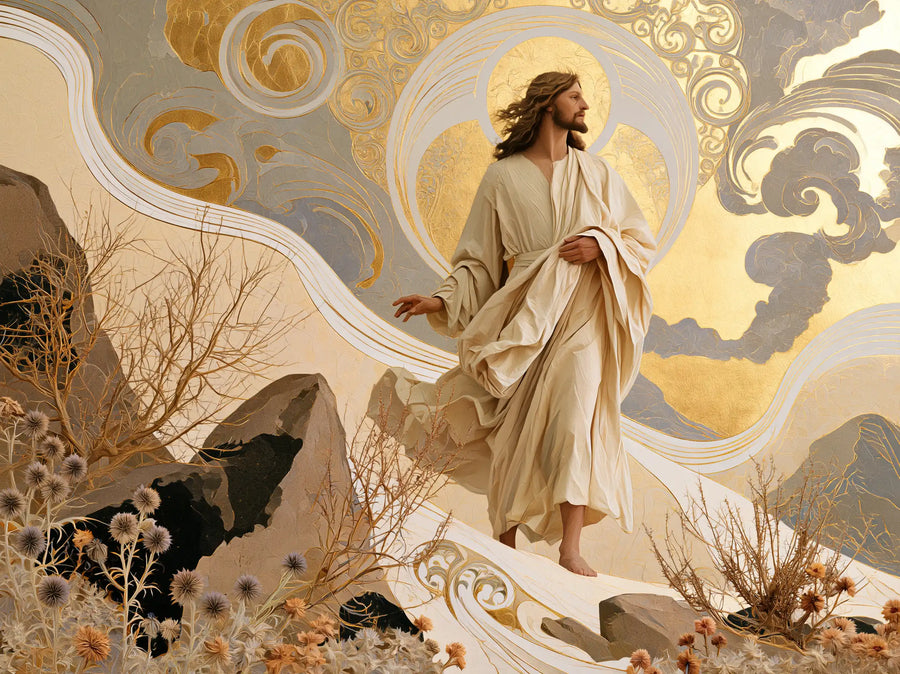 Jesus in the Desert - Sacred Art Nouveau · Landscape n° 9