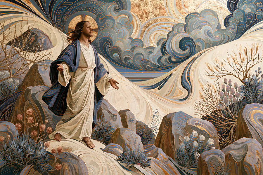 Jesus in the Desert - Sacred Art Nouveau · Landscape n° 14