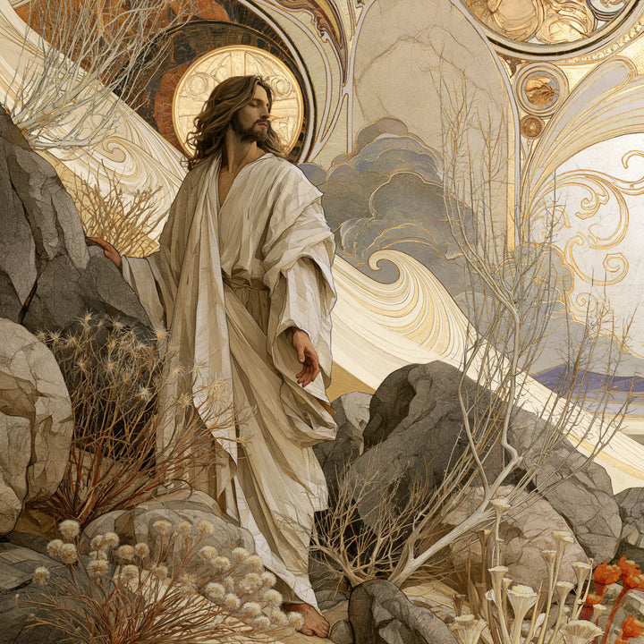 Jesus in the Desert - Sacred Art Nouveau · Square n° 1