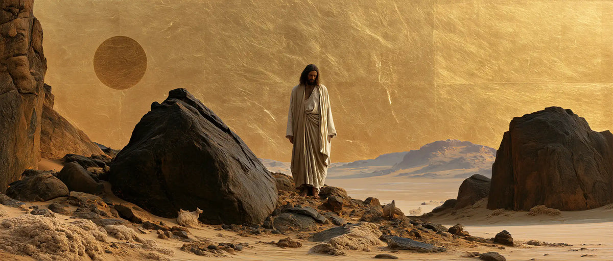 Jesus in the Desert — The Brown Disc above the Black Stones