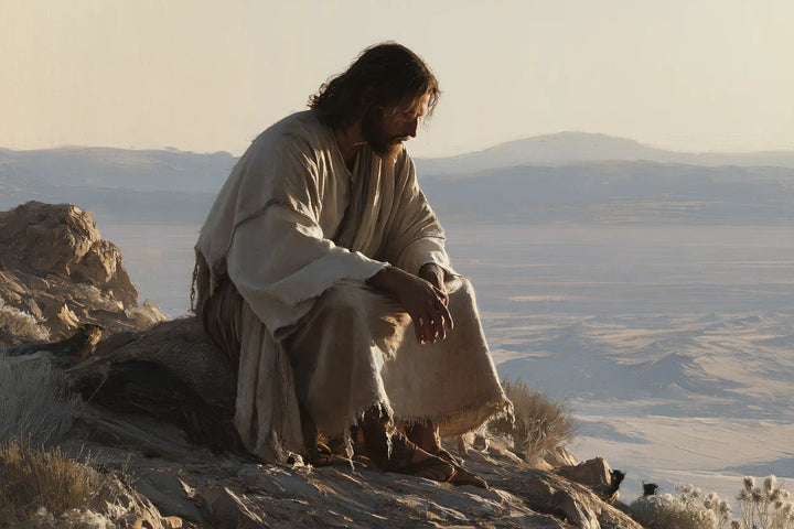 Jesus in the Desert — Pale Drapery beside the Faint Distances