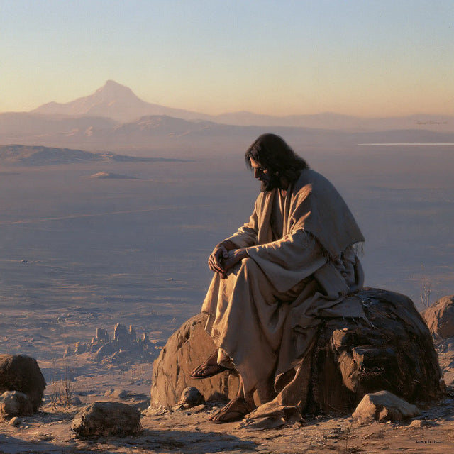 Jesus in the Desert — Rest beneath the Mauve Distance