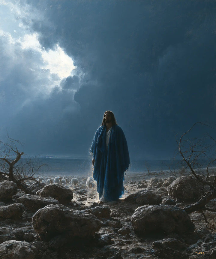 Jesus in the Desert — The Blue Mantle in the Breath of the Clearing Sky