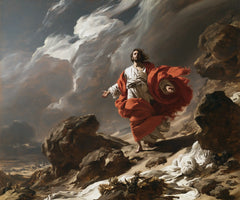 Jesus in the Desert — The Red Spiral in the Wind among the Stones