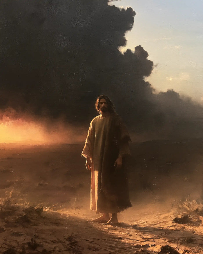 Jesus in the Desert — Luminous Dust around the Traveller