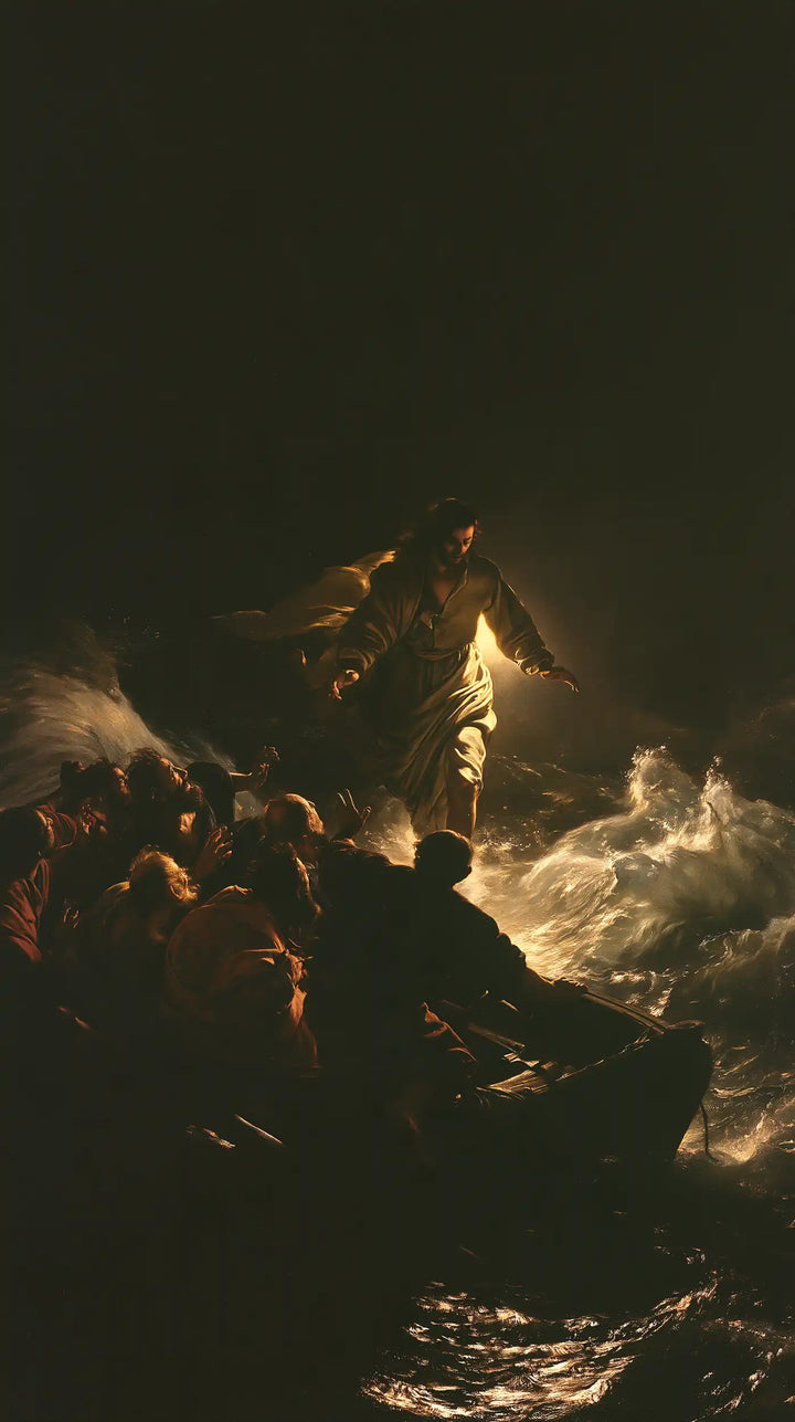 Jesus Walking on Water - Caravaggio Tenebrism · Portrait n° 13
