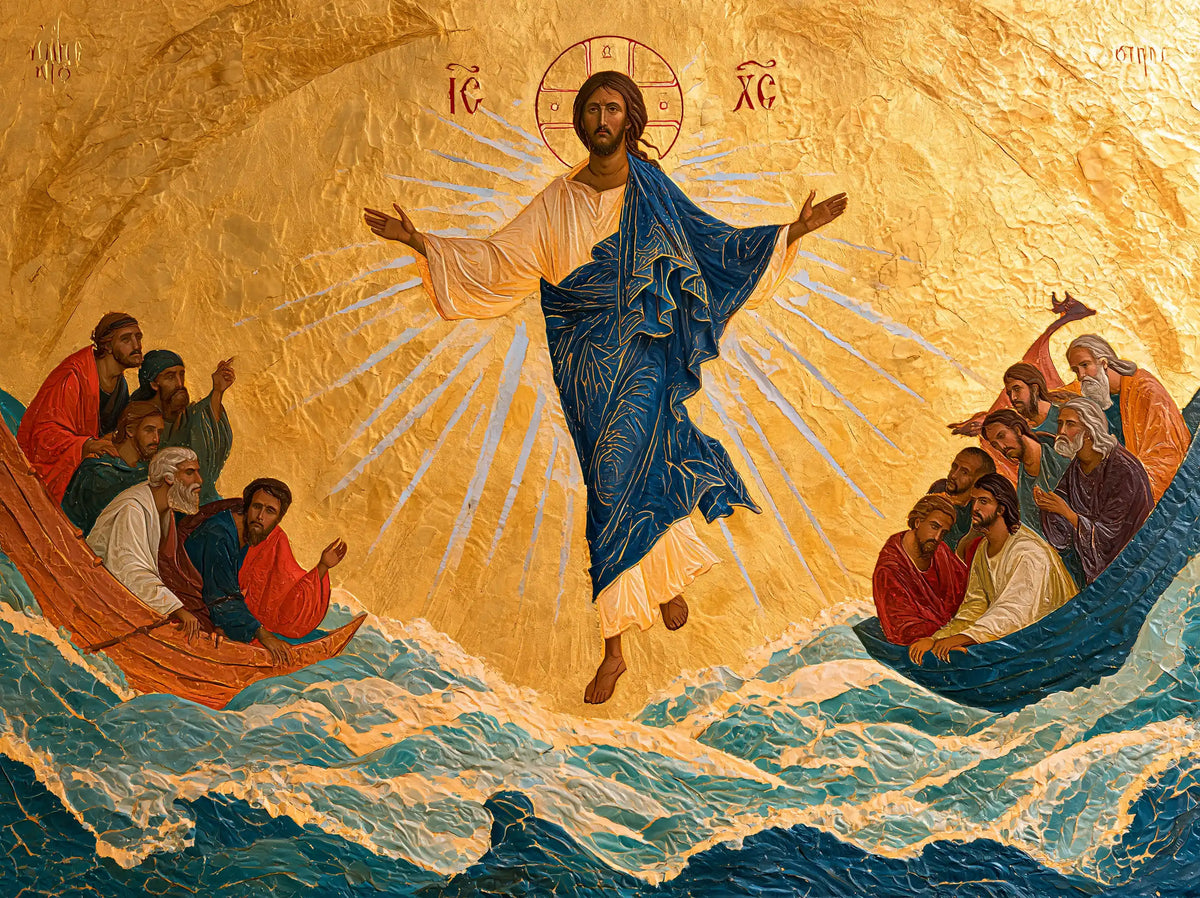 Jesus Walking on Water — Radiant Azure above Turquoise Waters