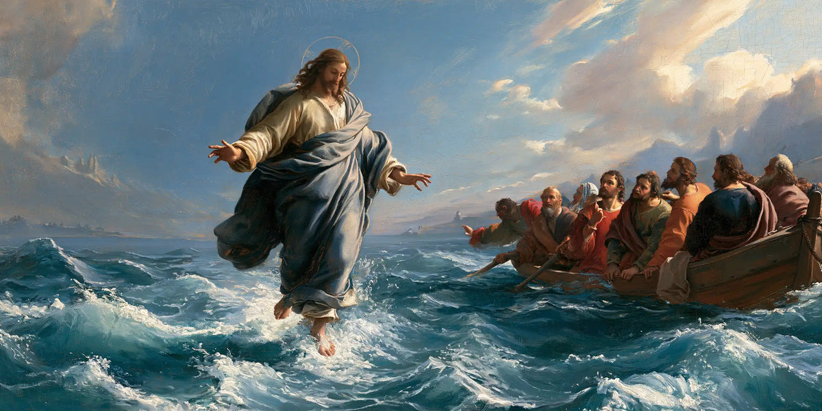 Jesus Walking on Water — Blue Drapery upon the Turquoise Crest