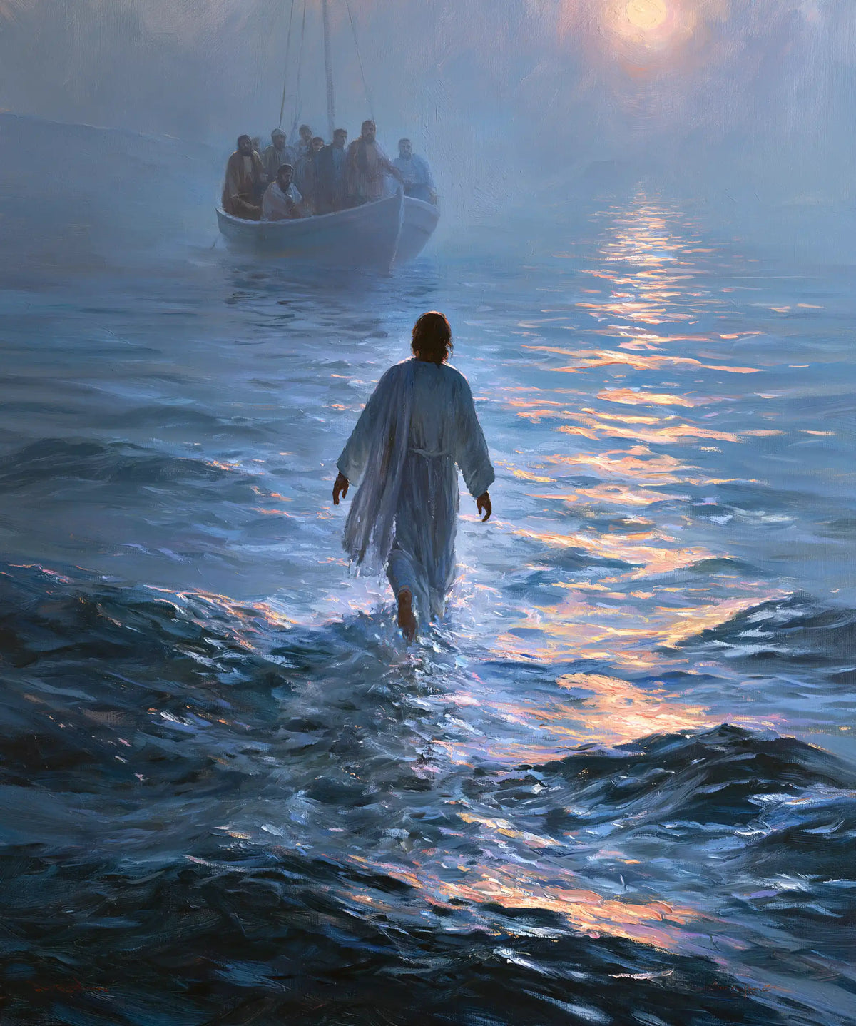 Jesus Walking on Water — The Rose Ribbon toward the Blue Horizon