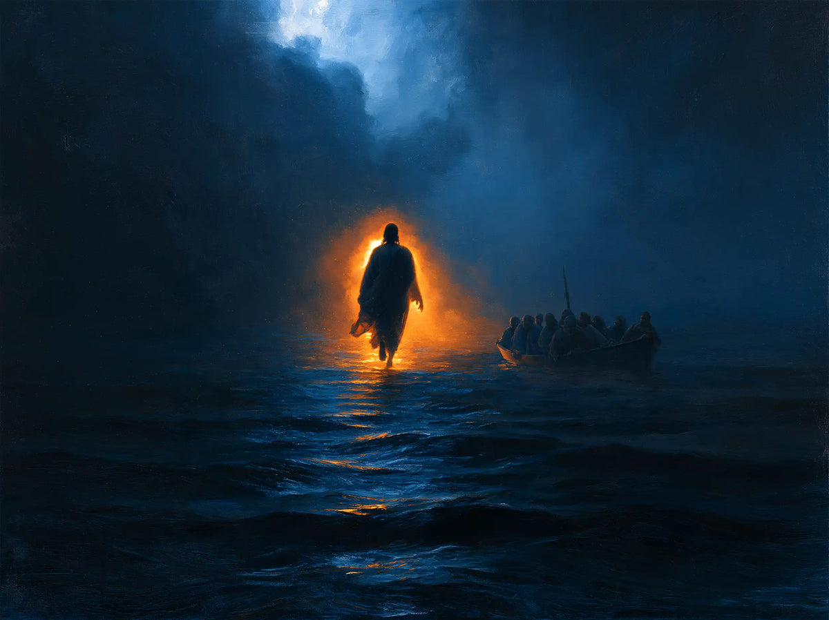 Jesus Walking on Water - Midnight Blue Chiaroscuro · Landscape n° 7