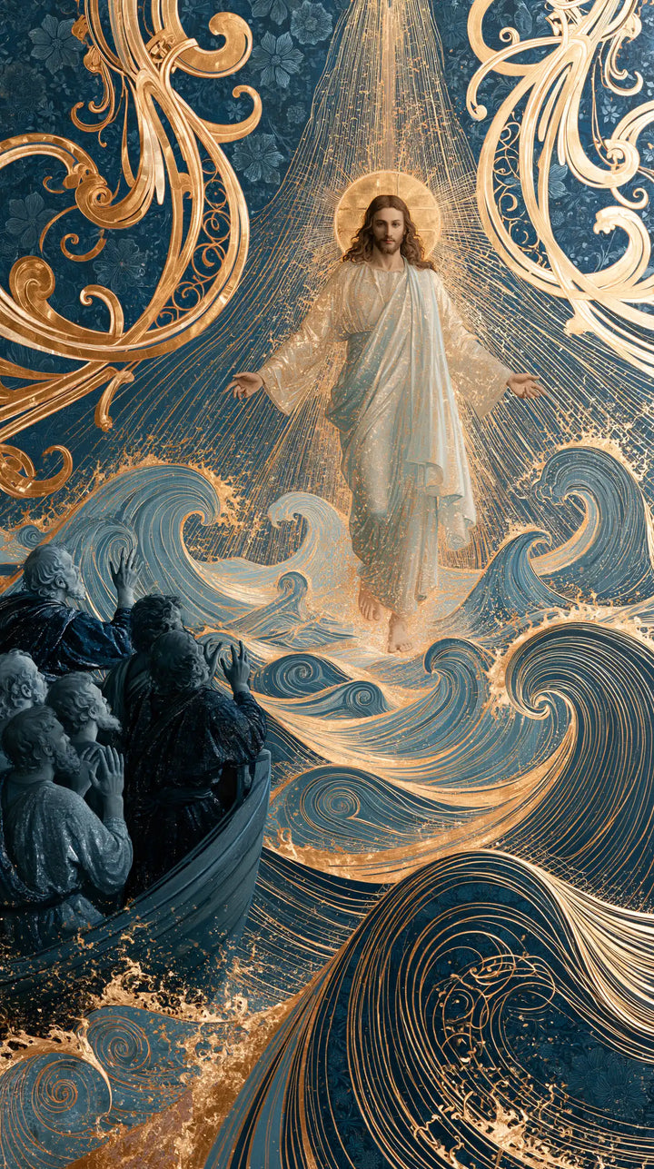 Jesus Walking on Water - Sacred Art Nouveau · Portrait n° 3