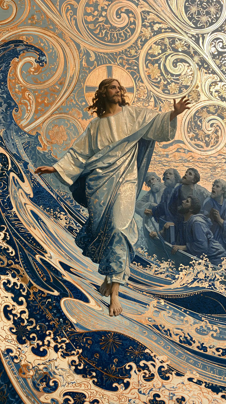 Jesus Walking on Water - Sacred Art Nouveau · Portrait n° 22