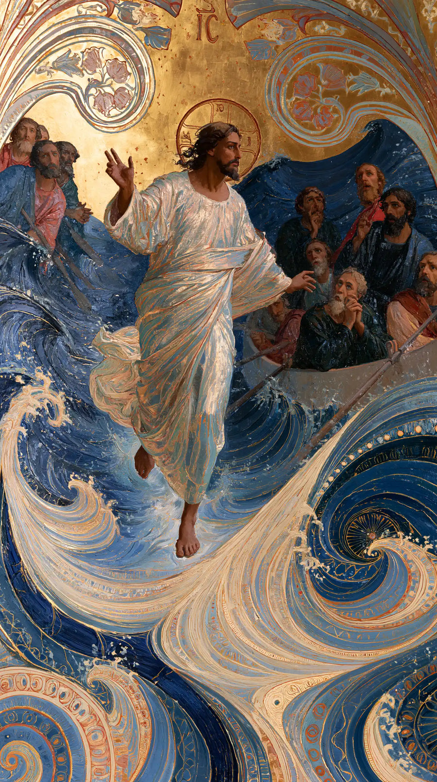 Jesus Walking on Water - Sacred Art Nouveau · Portrait n° 25