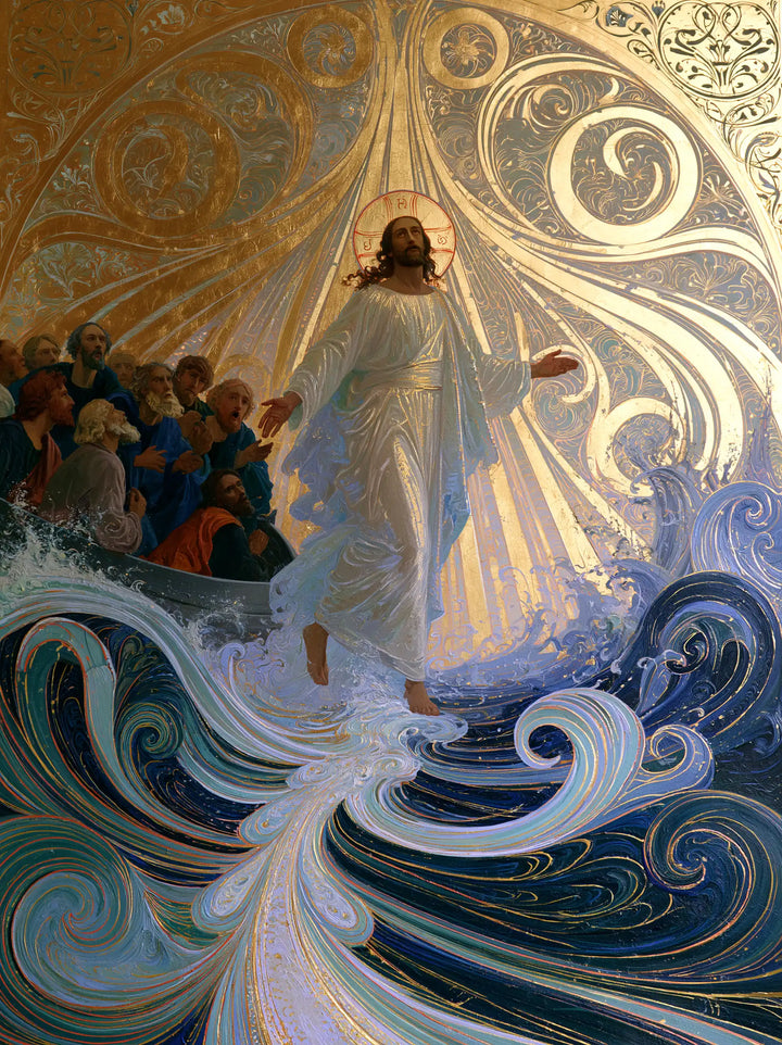 Jesus Walking on Water - Sacred Art Nouveau · Portrait n° 32