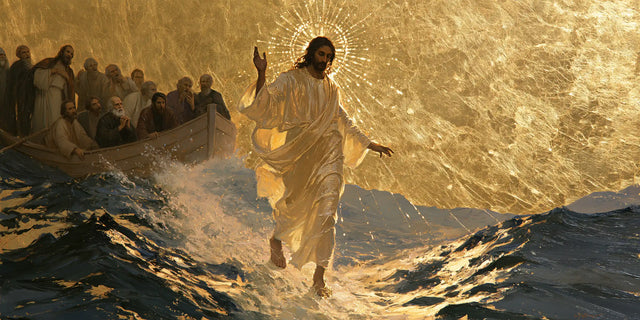 Jesus Walking on Water — Fine Rays upon Inclining Linen