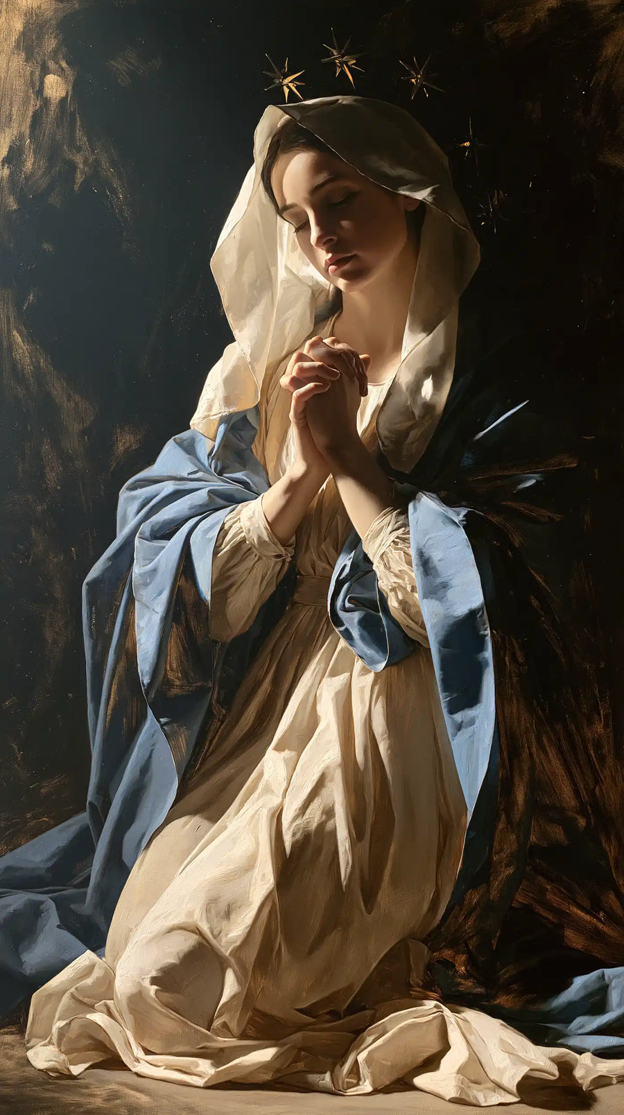 Virgin Mary in Prayer - Black and Gold · Portrait n° 1