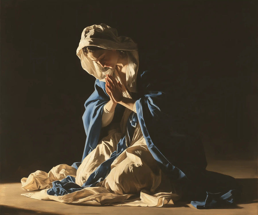 Virgin Mary in Prayer - Caravaggio Tenebrism · Landscape n° 1