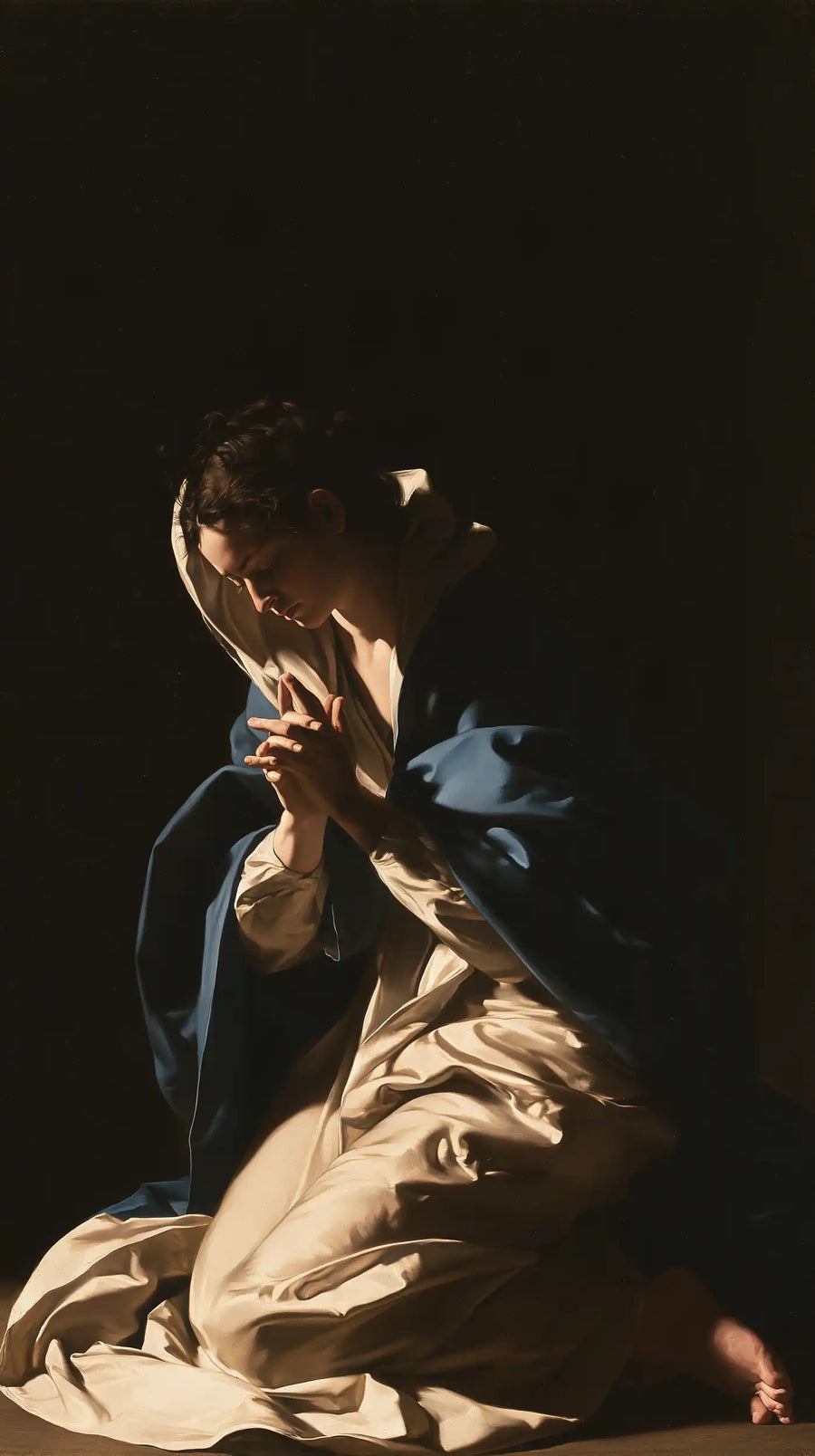 Virgin Mary in Prayer - Caravaggio Tenebrism · Portrait n° 7