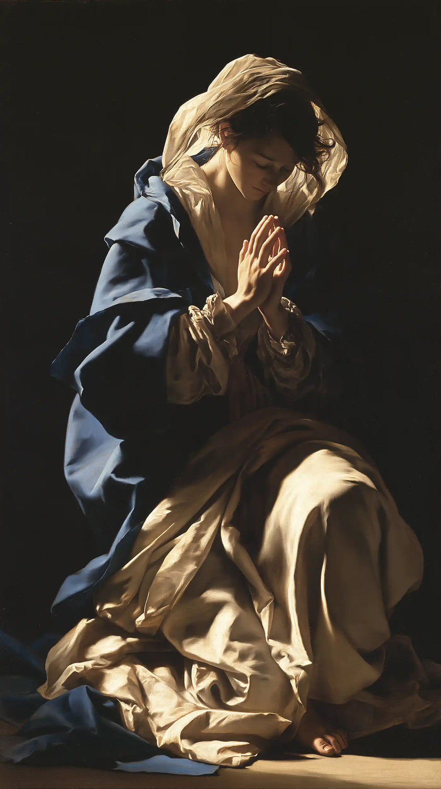 Virgin Mary in Prayer - Caravaggio Tenebrism · Portrait n° 12