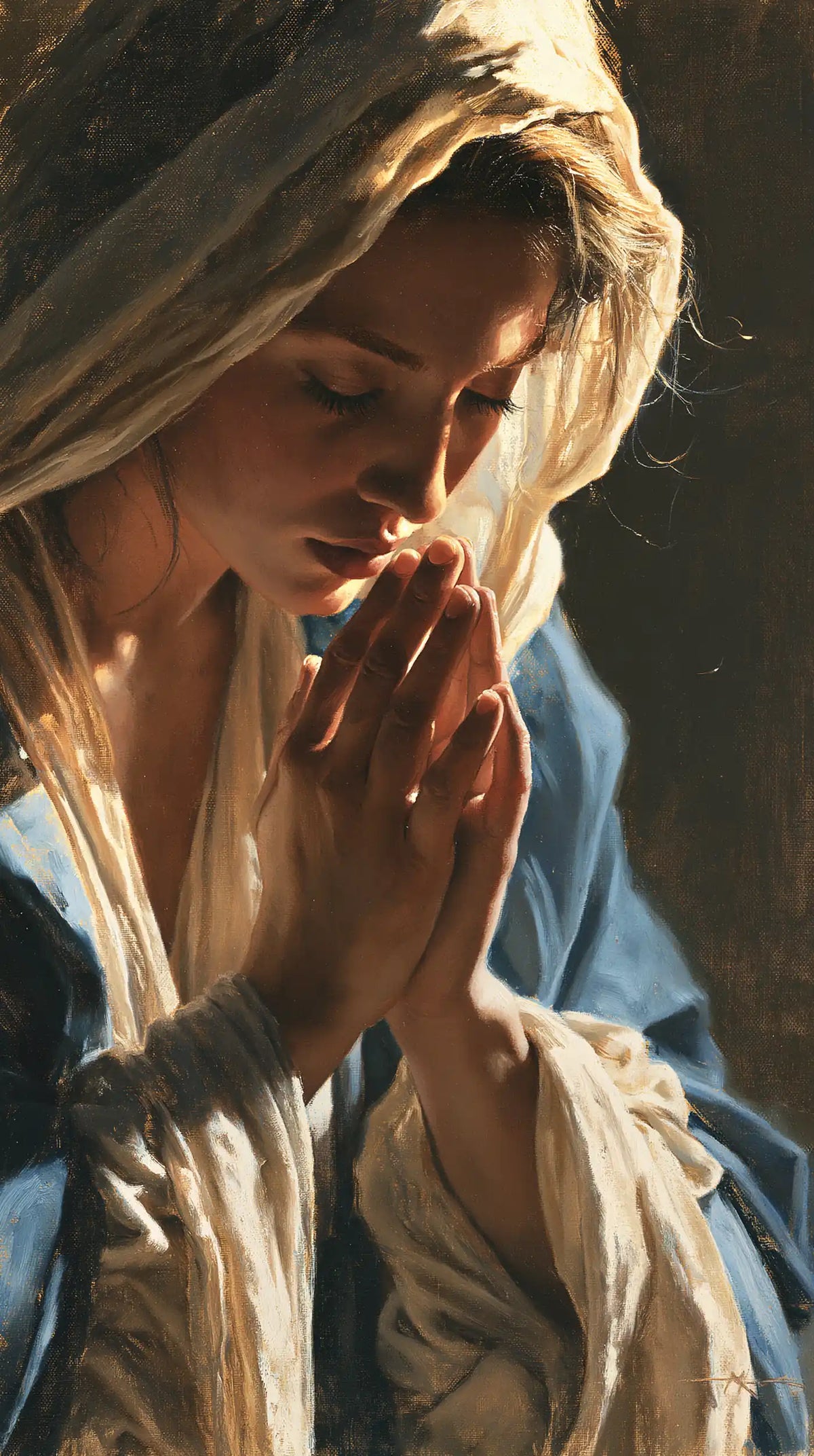 Virgin Mary in Prayer — Prayer Close to the Face