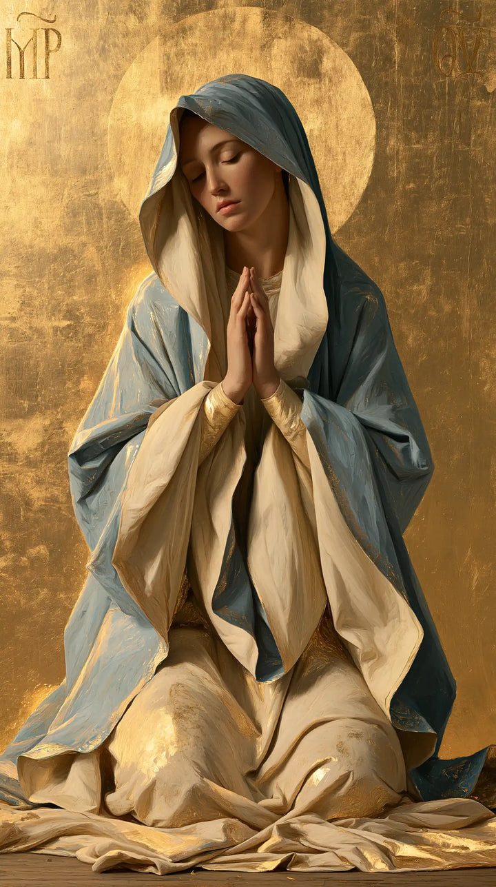 Virgin Mary in Prayer — Sleeves Open to the Light