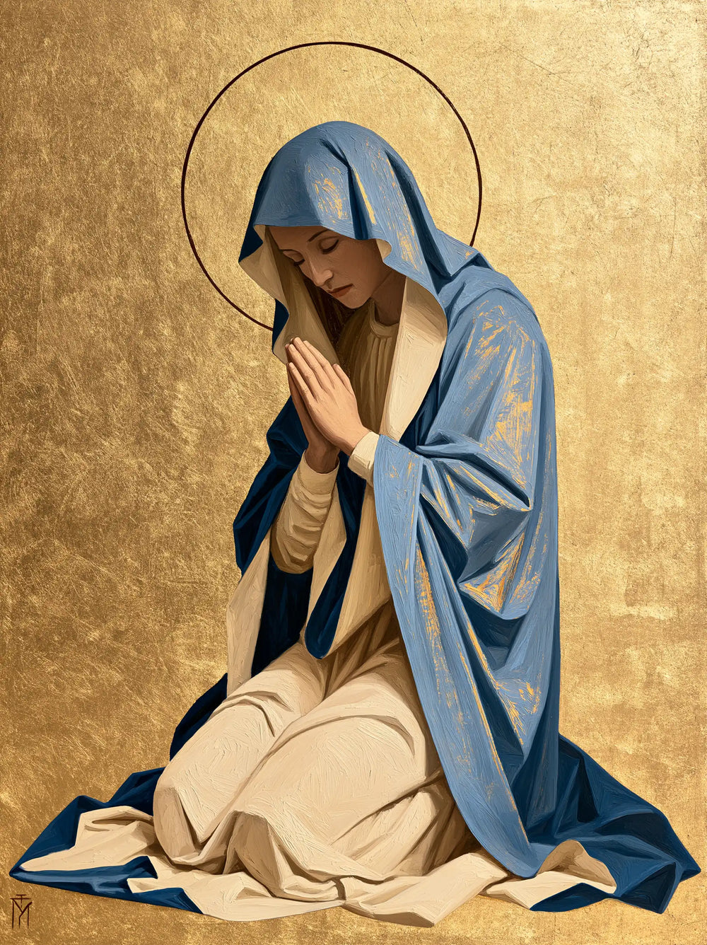 the Virgin Mary in prayer in Contemporary Byzantine style, portrait Christian artwork no. 14