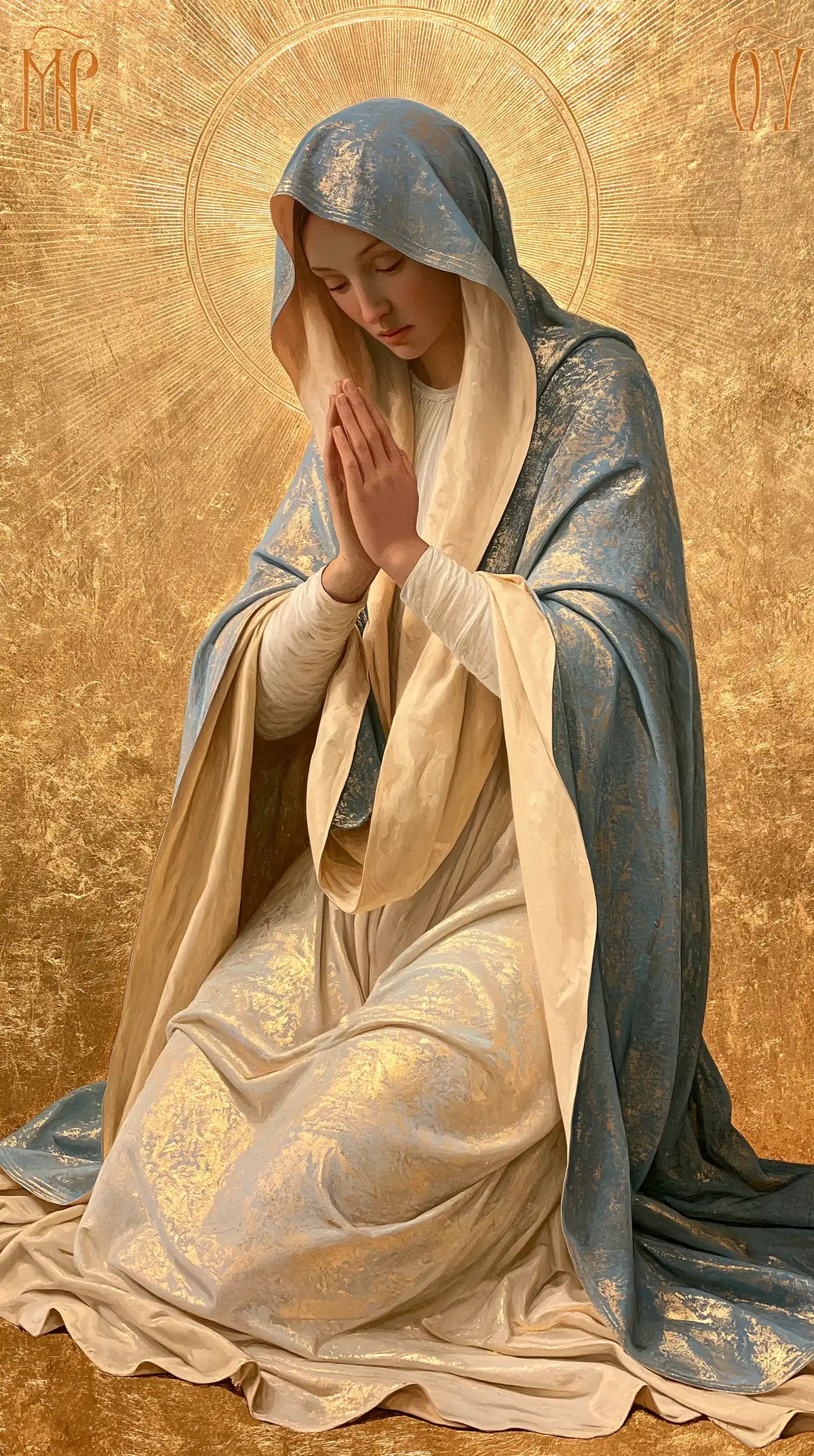 Virgin Mary in Prayer — The Robe with Pearly Reflections
