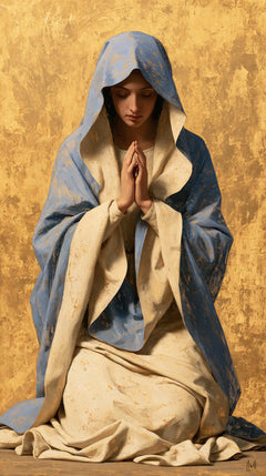Virgin Mary in Prayer — The Pale Folds of Contemplation