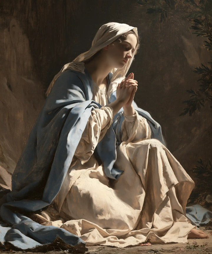 Virgin Mary in Prayer — Light upon the Raised Profile