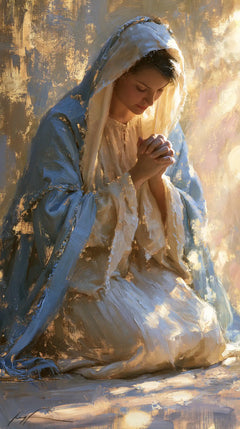 Virgin Mary in Prayer — Contemplation in Patches of Sunlight