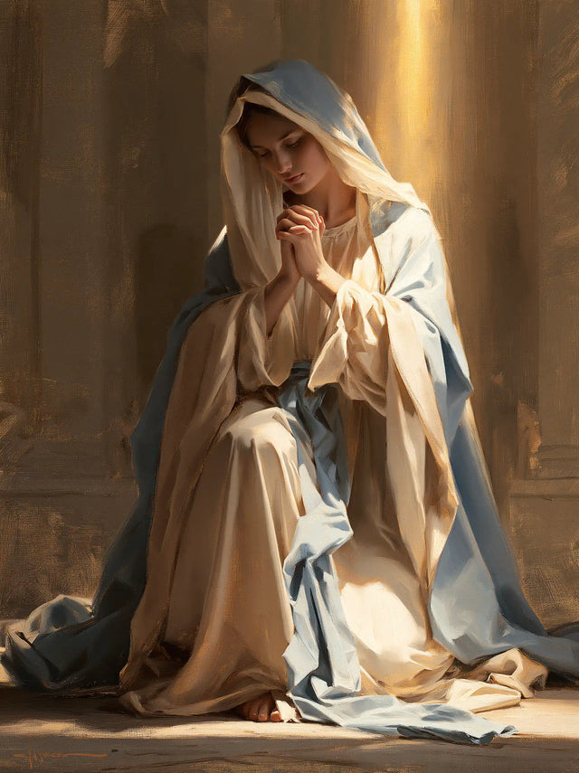 Virgin Mary in Prayer — Sleeves in the Flow of Gold