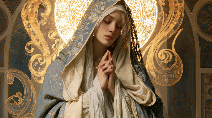 Virgin Mary in Prayer - Sacred Art Nouveau · Landscape n° 12