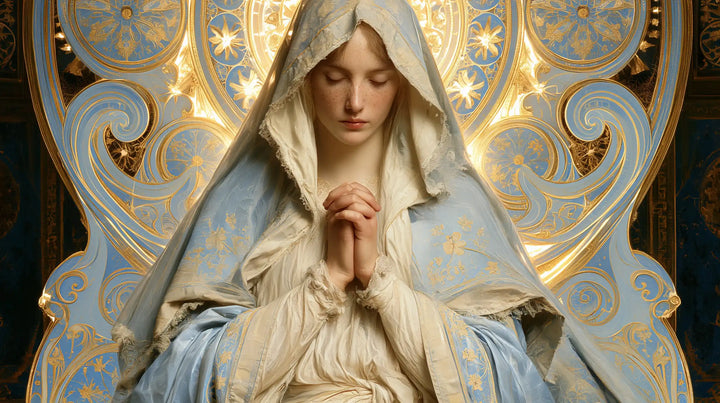 Virgin Mary in Prayer - Sacred Art Nouveau · Landscape n° 13
