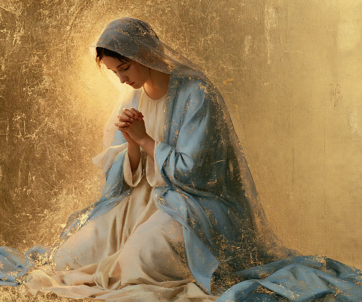 Virgin Mary in Prayer — Prayer in the Gold-Dusted Cloak