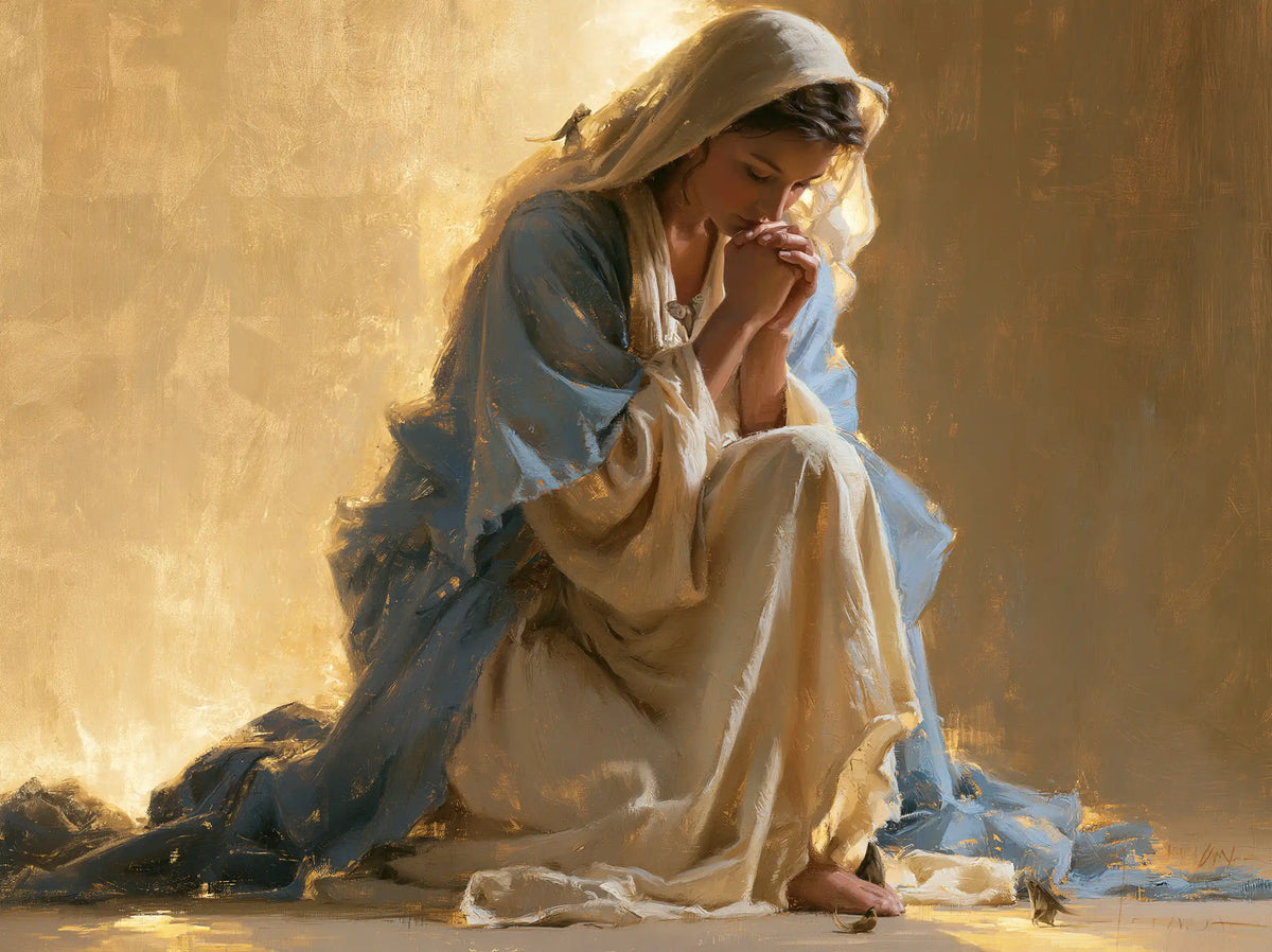 Virgin Mary in Prayer — Prayer at the Foot of the Golden Ray