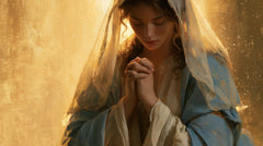Virgin Mary in Prayer — A Confidence in the Sunlit Veil