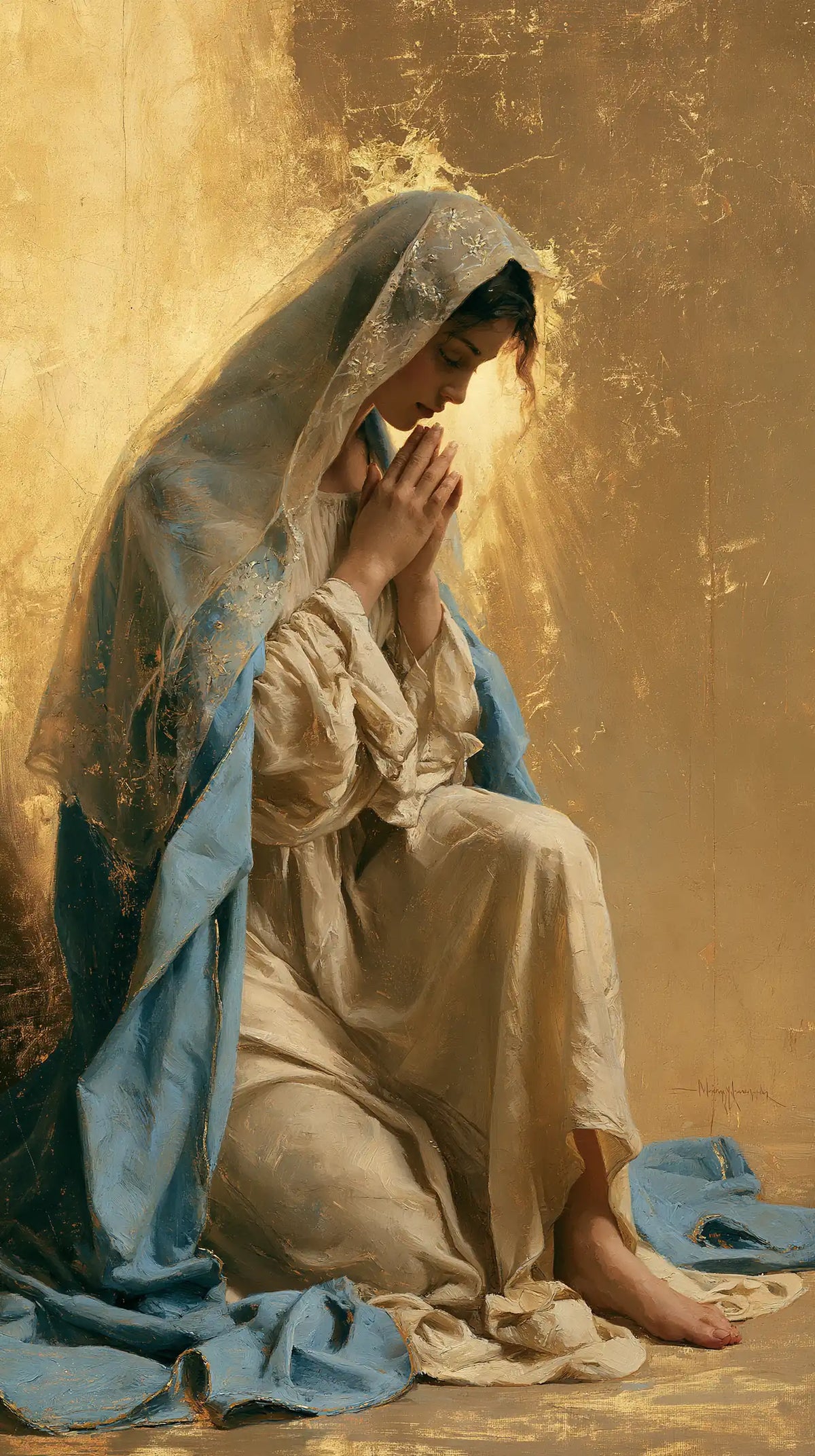 Virgin Mary in Prayer - Sacred Gold · Portrait n° 3