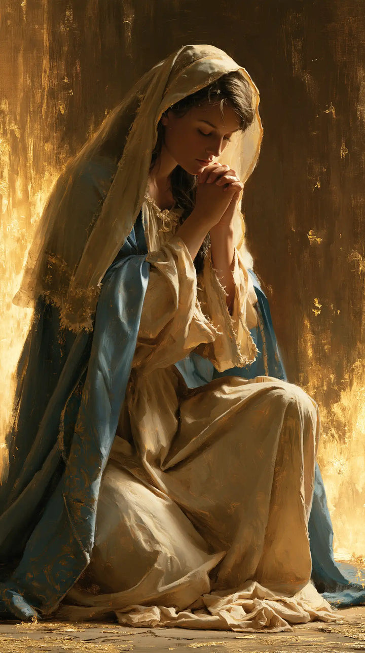 Virgin Mary in Prayer — Prayer between Glowing Lights