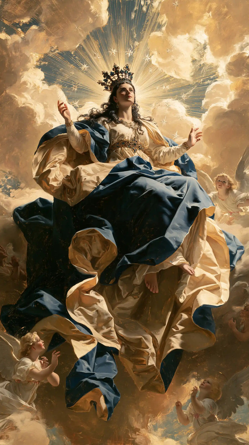 Mary glorified as Queen of Heaven in Heavenly Glory style, portrait Christian artwork no. 4