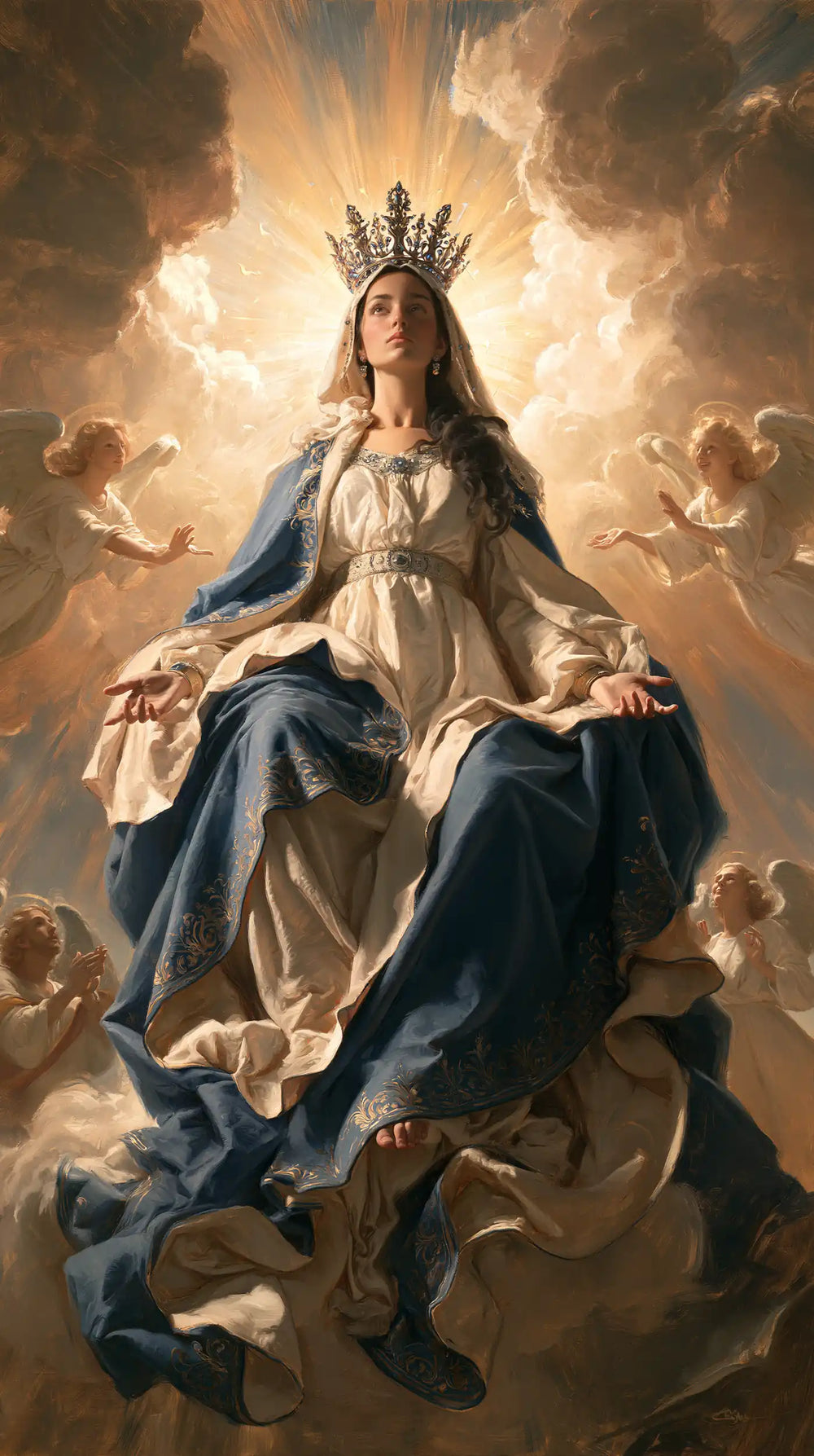 Mary glorified as Queen of Heaven in Heavenly Glory style, portrait Christian artwork no. 14