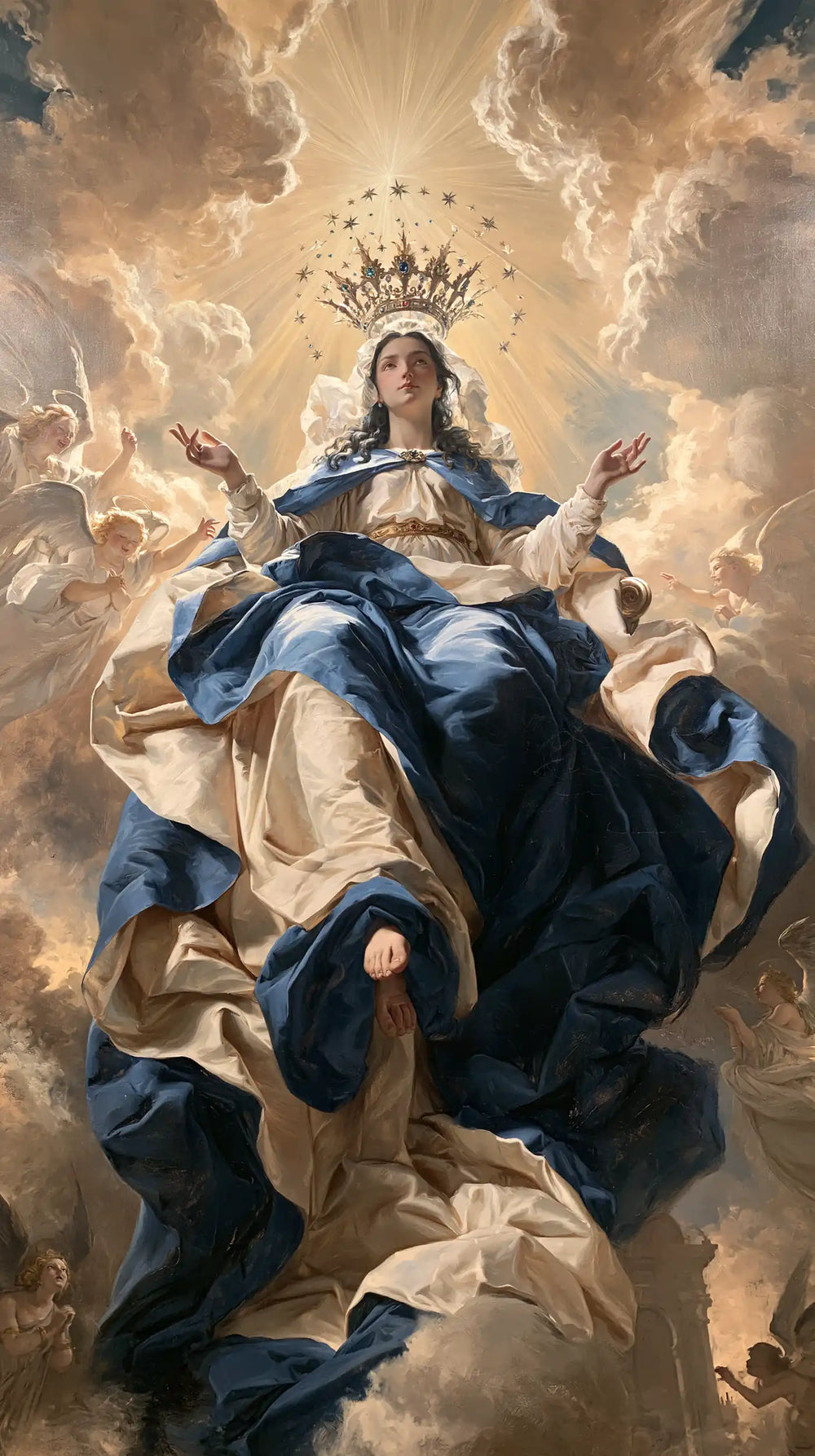Mary glorified as Queen of Heaven in Heavenly Glory style, portrait Christian artwork no. 22