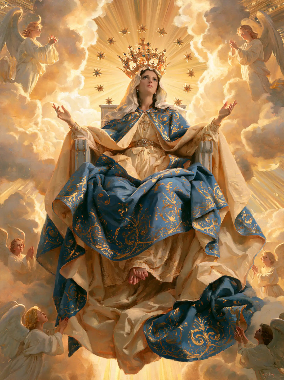 Mary glorified as Queen of Heaven in Heavenly Glory style, portrait Christian artwork no. 40