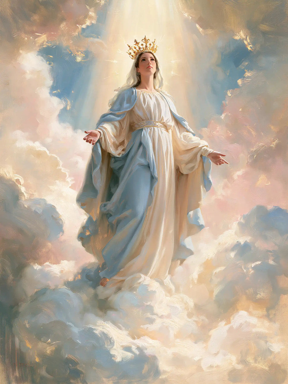 Mary as Queen of Heaven in an impressionist atmosphere in Impressionist style, portrait Christian artwork no. 27