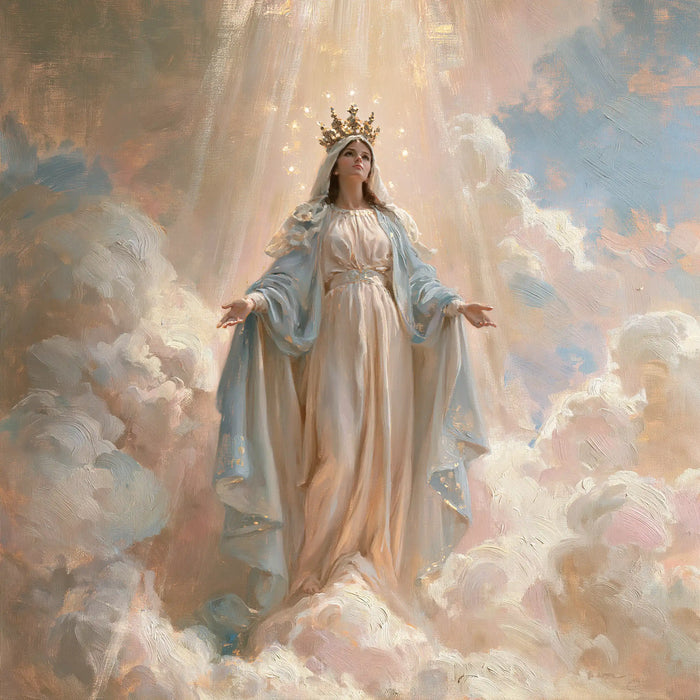 Mary, Queen of Heaven — Gentle Palms Beneath the Pale Crown